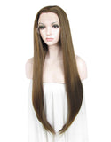 Honey Blonde Long Straight Synthetic Glueless Lace Front Wigs - Imstylewigs