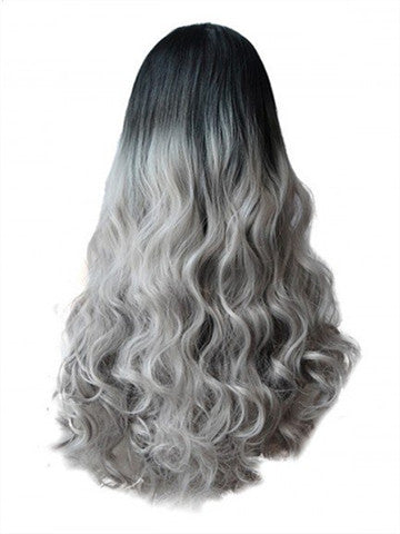 Long Angel Dust Grey Synthetic Lace Front Wig - FashionLoveHunter