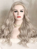 Long Arctic Ice Silver Shadow Synthetic Lace Front Wig - FashionLoveHunter