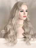 Long Arctic Ice Silver Shadow Synthetic Lace Front Wig - FashionLoveHunter