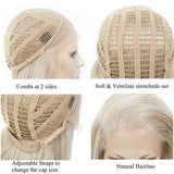 Long Ash Blonde Realistic Body Wave Synthetic Lace Front Wig