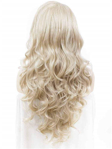 Long Ash Blonde Realistic Body Wave Synthetic Lace Front Wig