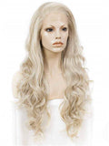 Long Ash Blonde Realistic Body Wave Synthetic Lace Front Wig