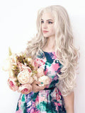 Long Ash Blonde Realistic Body Wave Synthetic Lace Front Wig