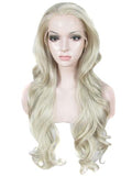 Long Ash Medium Blonde Wave Synthetic Lace Front Wig - FashionLoveHunter