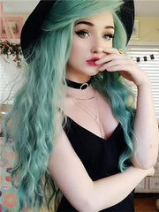 Long_Ash_Mint_Green_Curly_Synt  display picture 3