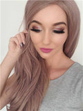 Long Ash Pink Rosy Mist Synthetic Lace Front Wig - FashionLoveHunter
