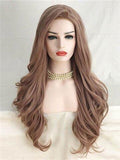 Long Ash Pink Rosy Mist Synthetic Lace Front Wig - FashionLoveHunter