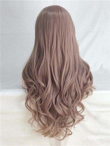 Long Ash Pink Rosy Mist Synthetic Lace Front Wig - FashionLoveHunter
