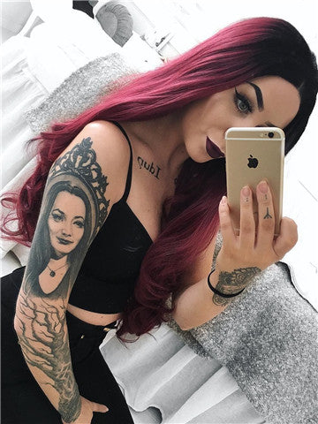 Long Auburn Diva Wine Red Ombre Wave Synthetic Lace Front Wig - FashionLoveHunter