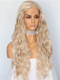 Long Beige Blonde Wave Synthetic Lace Front Wig