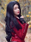 Long Black Magical Wave Cosplay Synthetic Lace Front Wig - FashionLoveHunter