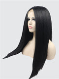 Long Natural Black Straight Synthetic Lace Front Wig - FashionLoveHunter