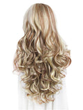 Long Blonde Highlight Brown Mixed Synthetic Lace Front Wig