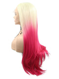 Long Blonde To Bright Red Ombre Synthetic Lace Front Wig