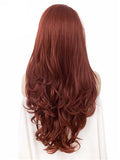 Long Body Wave Copper Auburn Synthetic Lace Front Wig - FashionLoveHunter