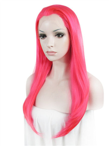 Long Bright Anime Red Wave Synthetic Lace Front Wig - FashionLoveHunter