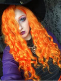 Long Bright Arancia Orange Synthetic Lace Front Wig