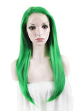 Long Bright Teal Green Wave Synthetic Lace Front Wig - FashionLoveHunter