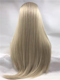 Long Brown To Light Gold Ombre Straight Long Synthetic Lace Front Wig - FashionLoveHunter