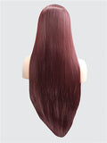 Long Burgundy Reddish Brown Straight Synthetic Lace Front Wig - FashionLoveHunter