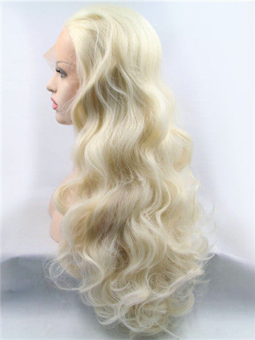 Long Buttery blonde Wave Synthetic Lace Front Wig - FashionLoveHunter
