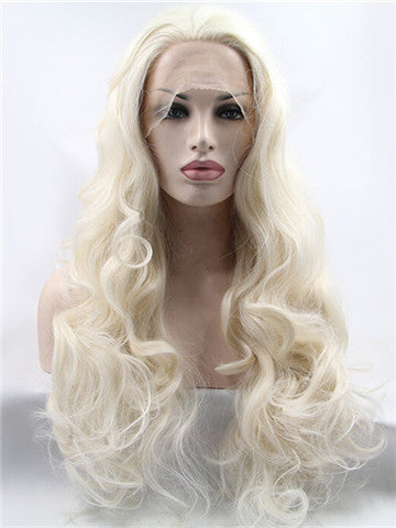 Long Buttery blonde Wave Synthetic Lace Front Wig - FashionLoveHunter