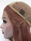 Long Campsis Grandiflora Peach Pink Synthetic Lace Front Wig - FashionLoveHunter