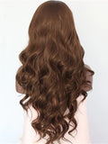 Long Caramel Saddle Brown Ombre Wave Synthetic Lace Front Wig