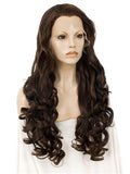 Long Chestnut Brown Wave Synthetic Lace Front Wig - FashionLoveHunter