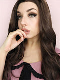 Long Chestnut Brown Wave Synthetic Lace Front Wig