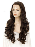 Long Chestnut Brown Wave Synthetic Lace Front Wig - FashionLoveHunter