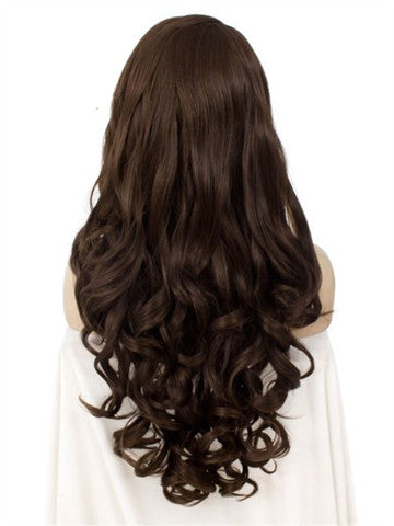 Long Chestnut Brown Wave Synthetic Lace Front Wig - FashionLoveHunter