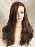 Long Chocolate Brown Kisses Mocha Straight Synthetic Lace Front Wig - FashionLoveHunter