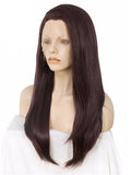 Long Dark Auburn Color Straight Synthetic Lace Front Wig - FashionLoveHunter