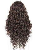Long Darkest Brown Curly Synthetic Lace Front Wig - FashionLoveHunter