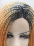 Long Dark Orange Ombre Straight Synthetic Lace Front Wig - FashionLoveHunter