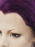 Long Dark Reddish Purple Big Wave Synthetic Lace Front Wig - FashionLoveHunter