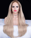 Long Gorgeous Caramel Blonde Ombre Synthetic Lace Front Wig