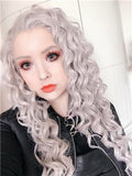 Long Grey Curly Hairstyle Synthetic Lace Front Wig - FashionLoveHunter