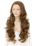Long Honey Brown Loose Wave Synthetic Lace Front Wig - FashionLoveHunter