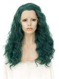Long Joker Dark Green Wavy Synthetic Lace Front Wig