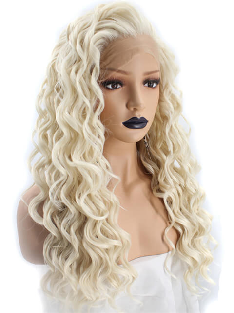 Long Layered Blonde Curly Synthetic Lace Front Wig