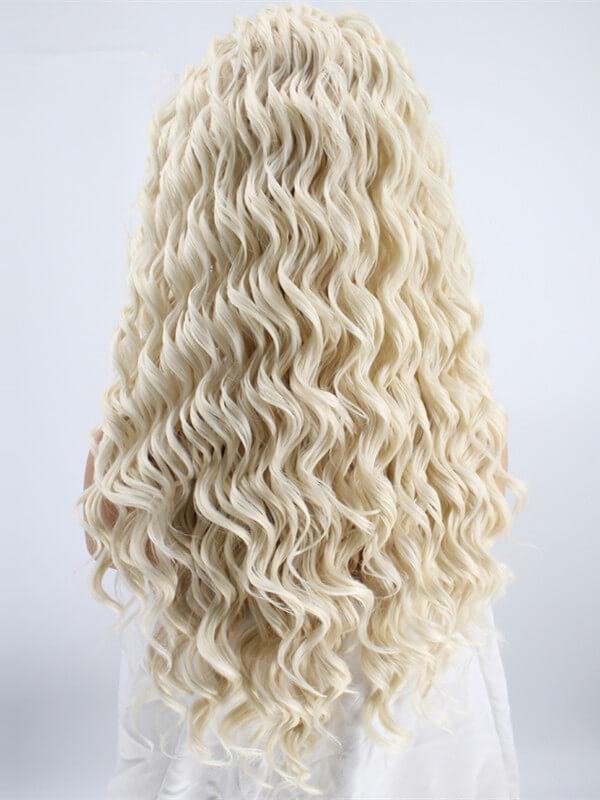 Long Layered Blonde Curly Synthetic Lace Front Wig