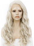 Long Ash Blonde Wave Synthetic Lace Front Wig - FashionLoveHunter