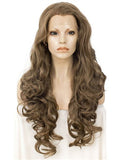 Long Light Chestnut Brown Loose Wave Layered Synthetic Lace Front Wig