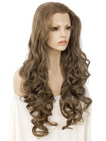 Long Light Chestnut Brown Loose Wave Layered Synthetic Lace Front Wig - FashionLoveHunter