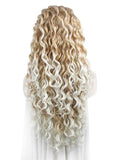 Long Light Golden To White Ombre Curly Synthetic Lace Front Wig - FashionLoveHunter
