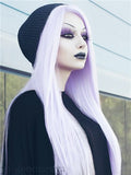Long Light Lavender Gothic Style Straight Synthetic Lace Front Wig