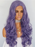 Long Medium Purple Wave Synthetic Lace Front Wig